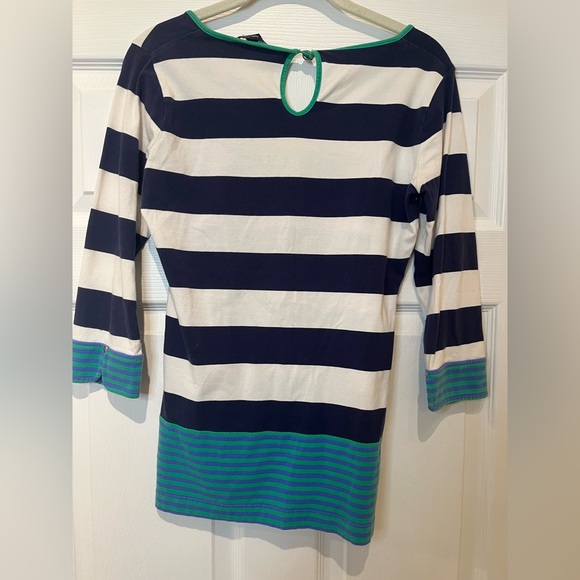 Small Nautica Navy and White Striped Top with Green Trim - Picture 3 of 3